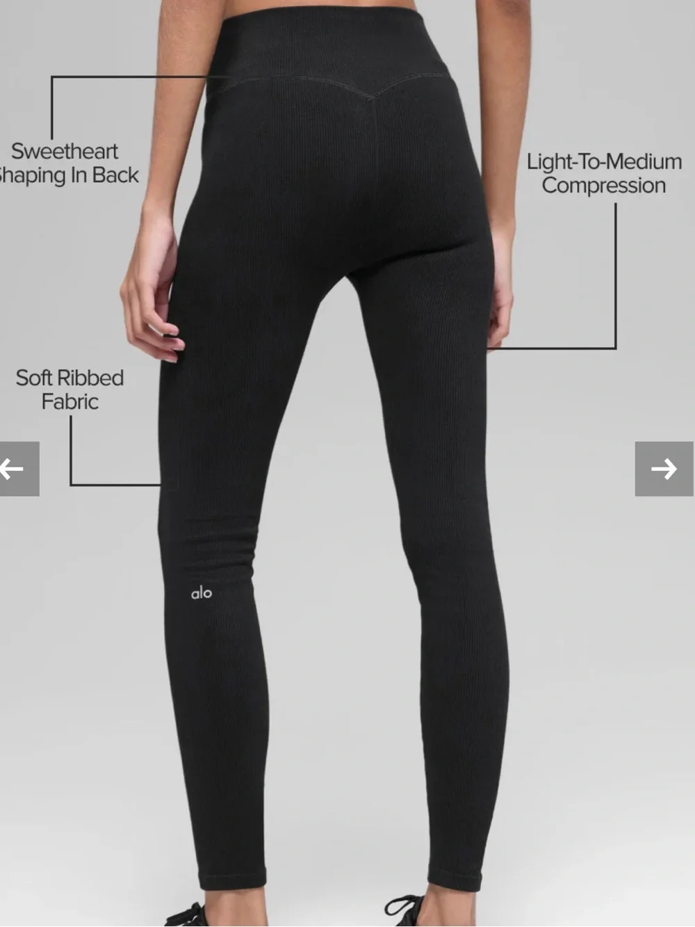 🧘‍♀️ Alo Yoga Seamless High-Waist Ribbed Legging – Black (Size XS)